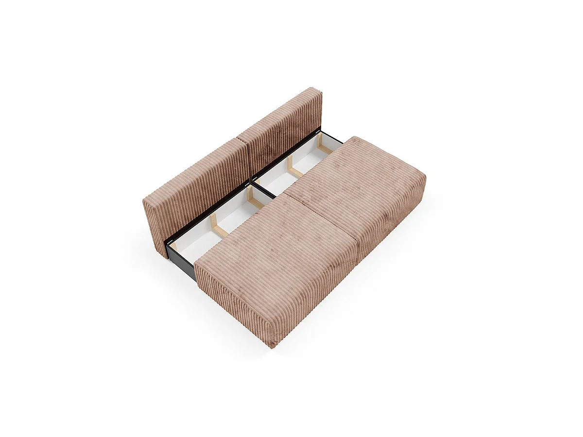 Canapé convertible 3 places avec coffre en tissu marron ANGELA