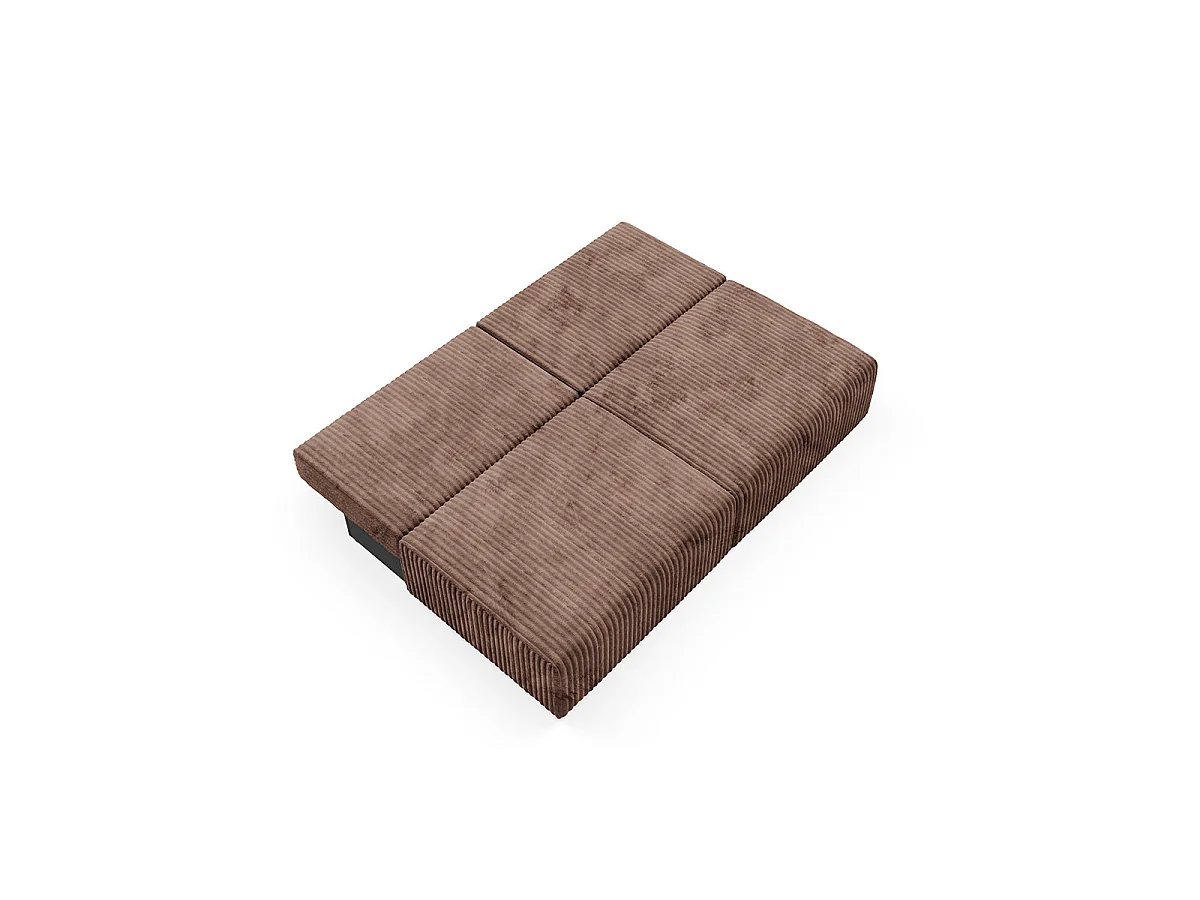 Canapé convertible 3 places avec coffre en tissu marron ANGELA