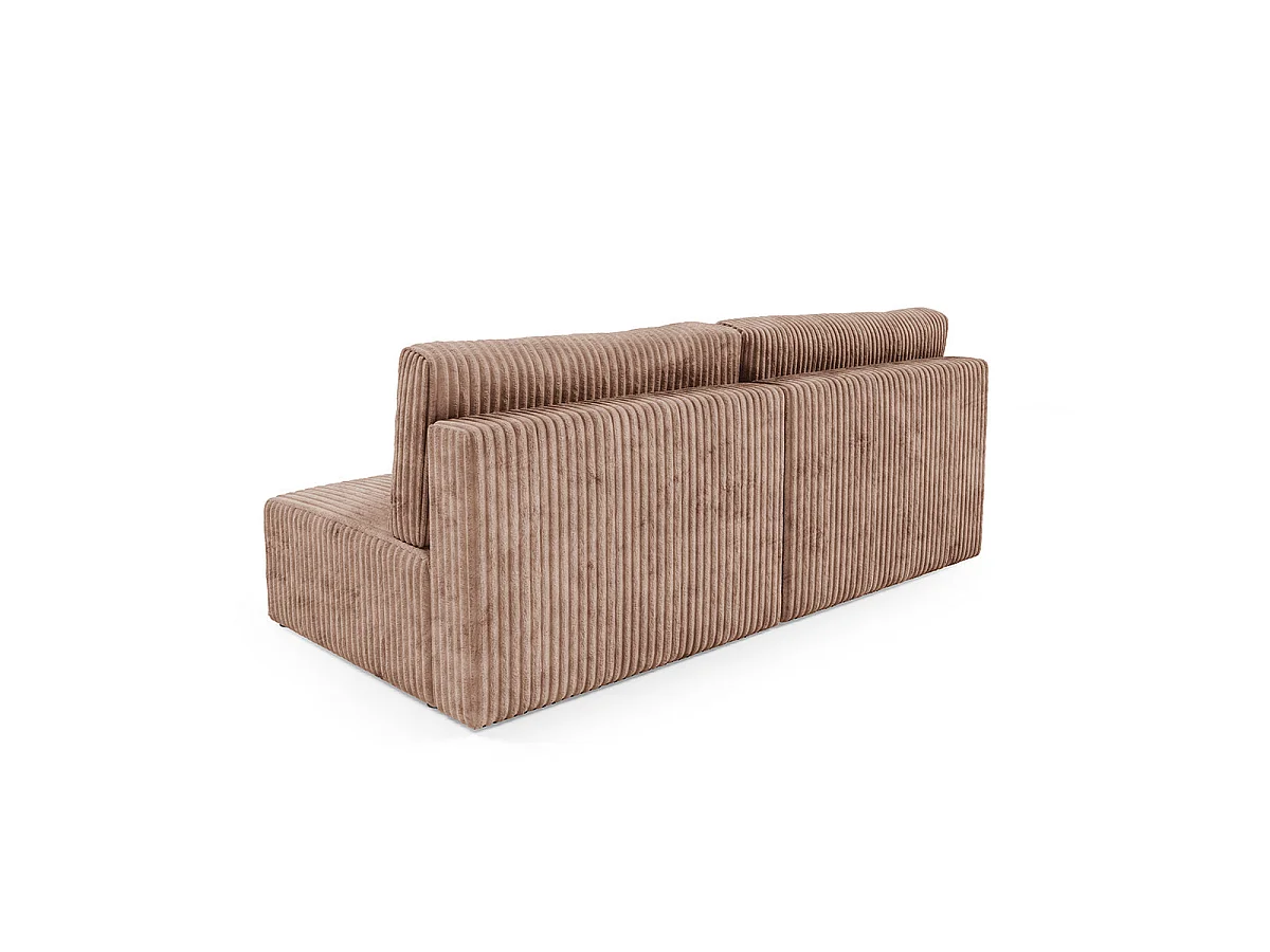 Canapé convertible 3 places avec coffre en tissu marron ANGELA