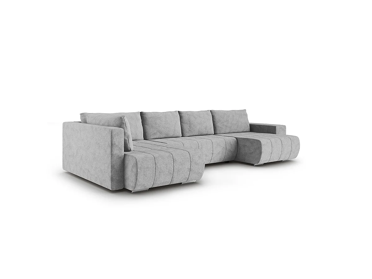 Canapé U 5 places convertible coffre Sergio Gris