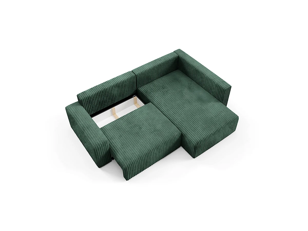 Canapé d'angle réversible et convertible 4 places avec coffre et accoudoirs Angela Vert sapin