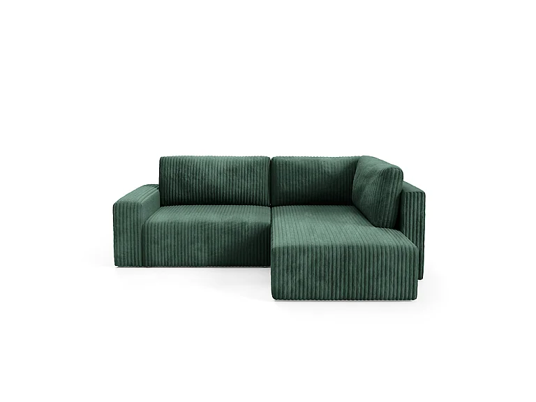 Canapé d'angle réversible et convertible 4 places avec coffre et accoudoirs Angela Vert sapin