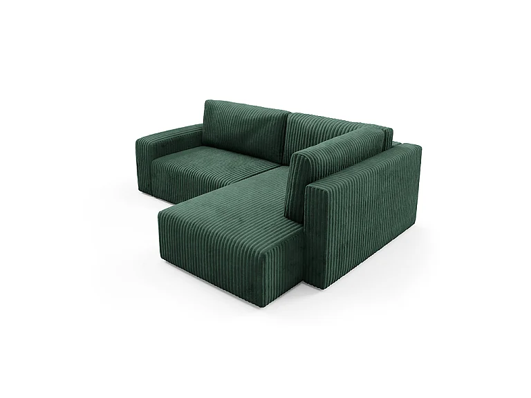 Canapé d'angle réversible et convertible 4 places avec coffre et accoudoirs Angela Vert sapin