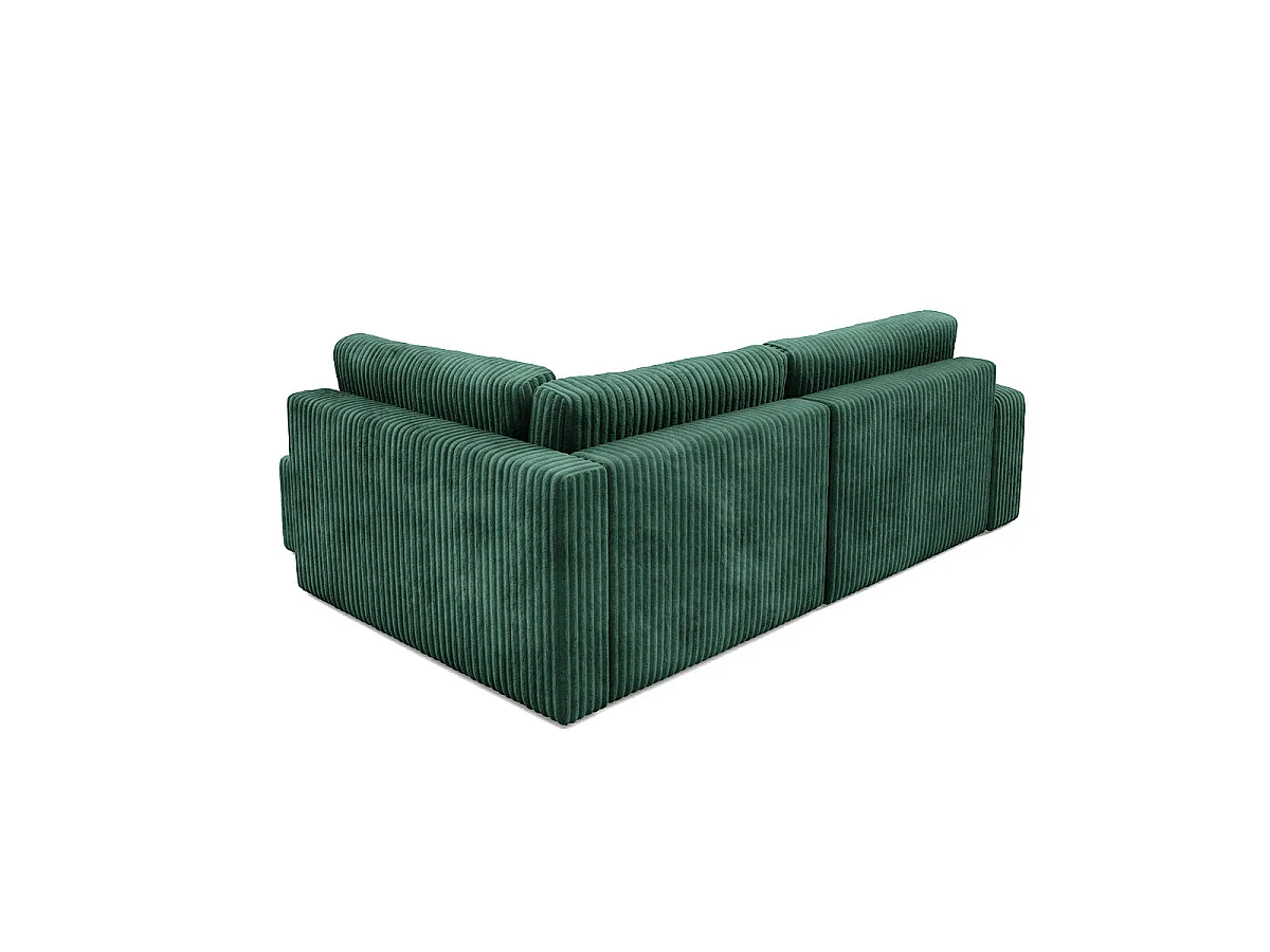 Canapé d'angle droit convertible 4 places avec coffre en tissu vert sapin ANGEL