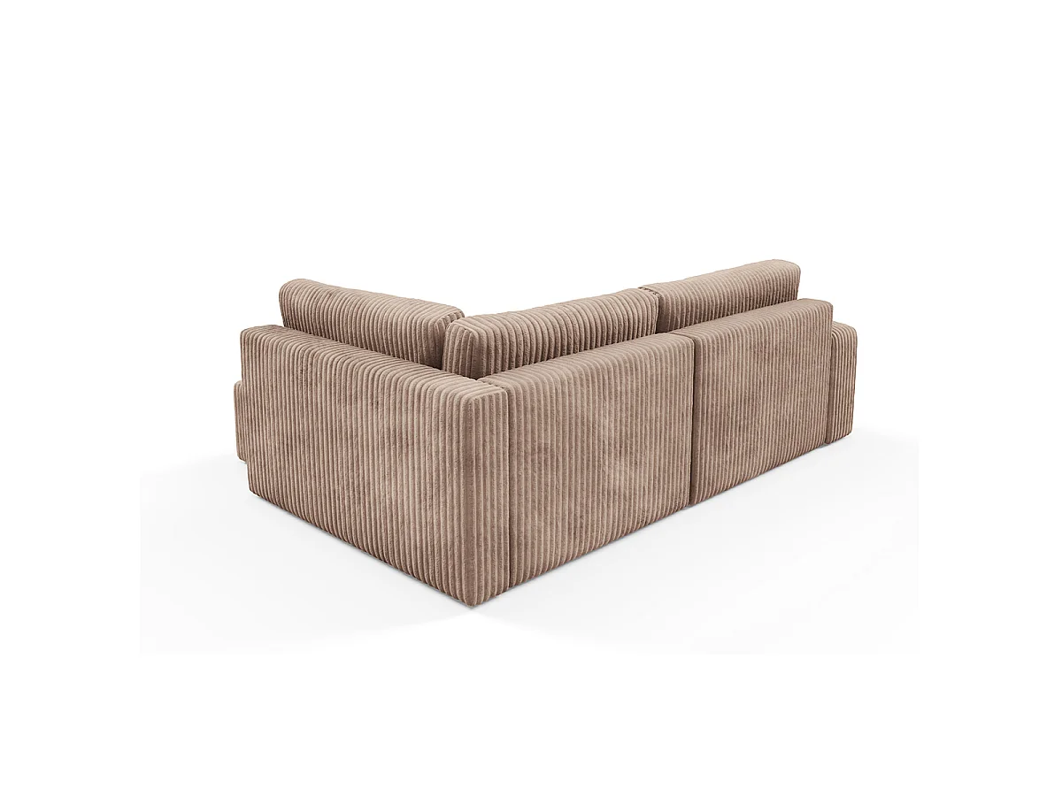 Canapé d'angle réversible et convertible 4 places avec coffre et accoudoirs Angela Marron clair