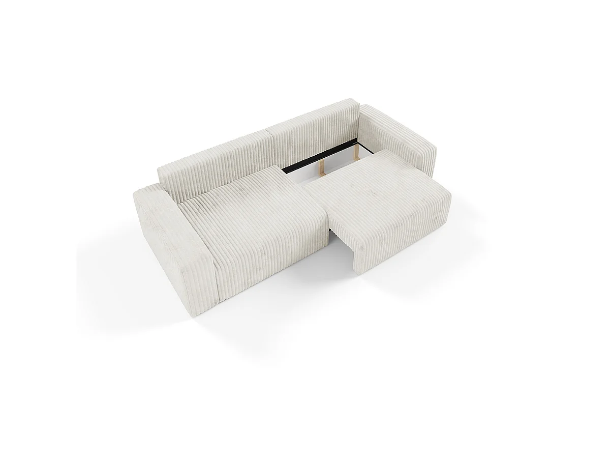 Canapé convertible 3 places avec coffre et accoudoirs Angela Blanc cassé