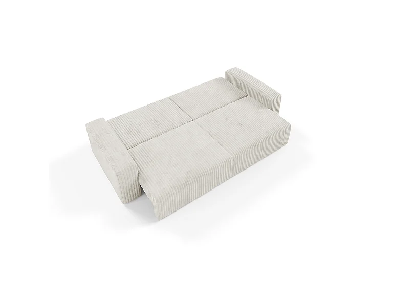 Canapé convertible 3 places avec coffre et accoudoirs Angela Blanc cassé