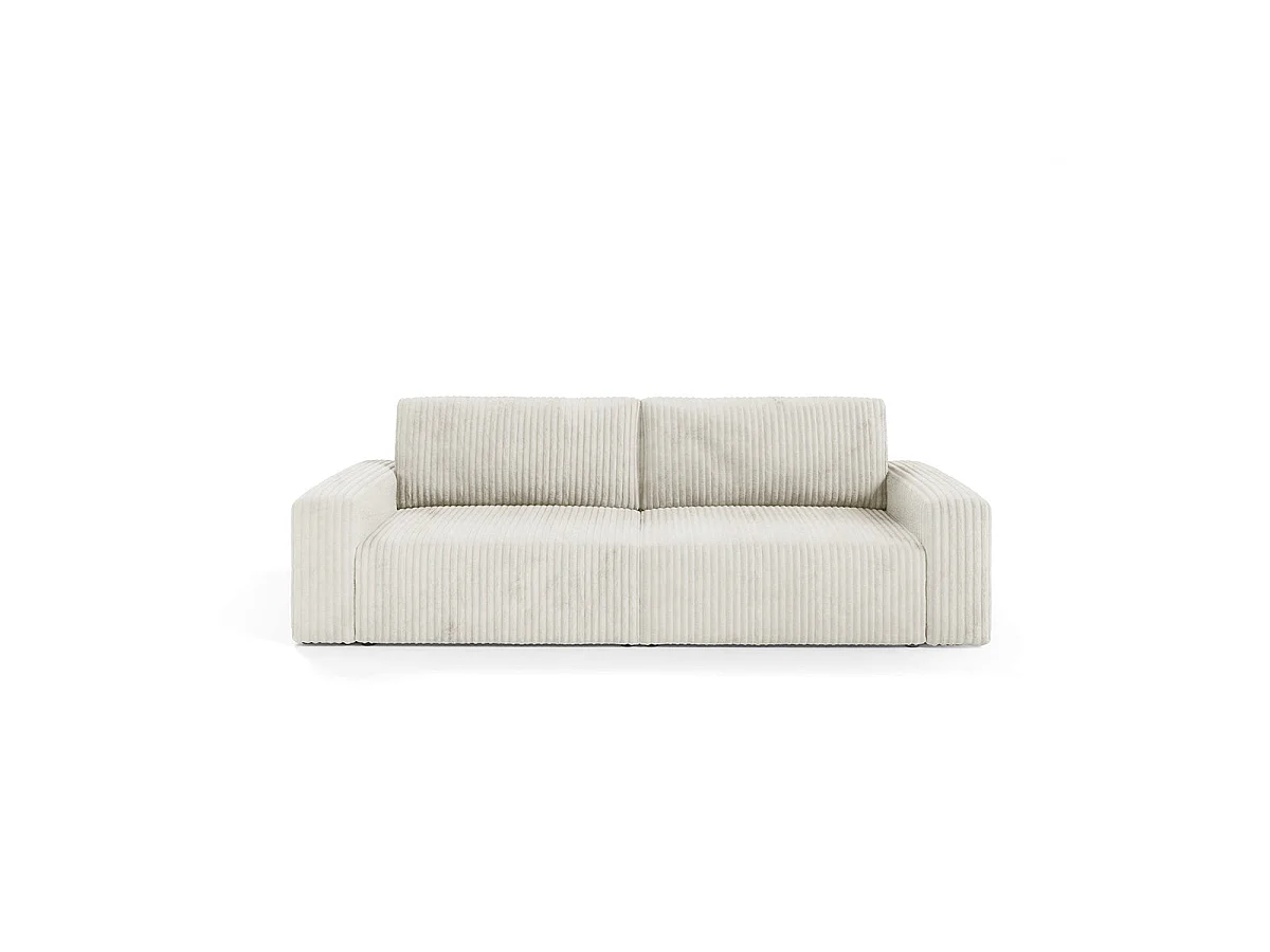 Canapé convertible 3 places avec coffre en tissu blanc ANGELA