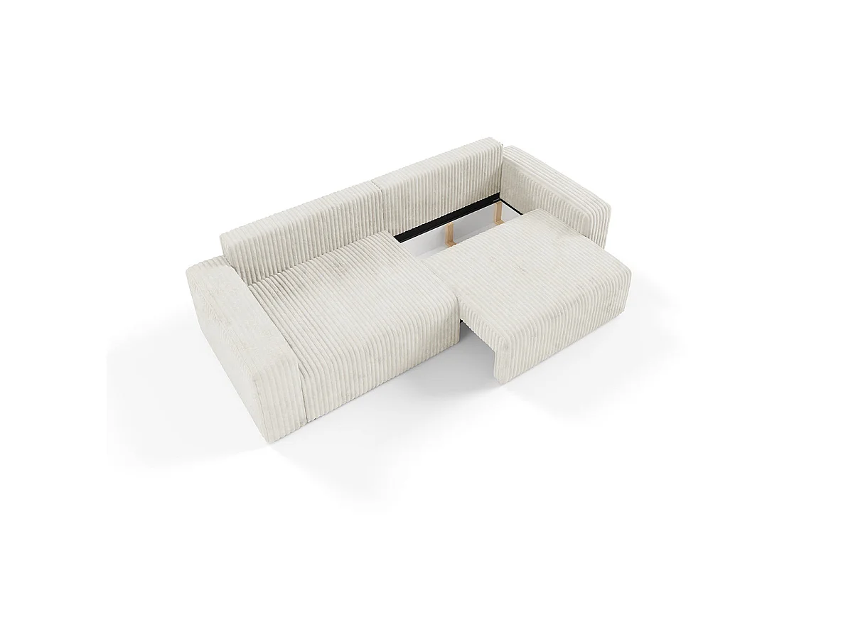 Canapé convertible 3 places avec coffre en tissu blanc ANGELA