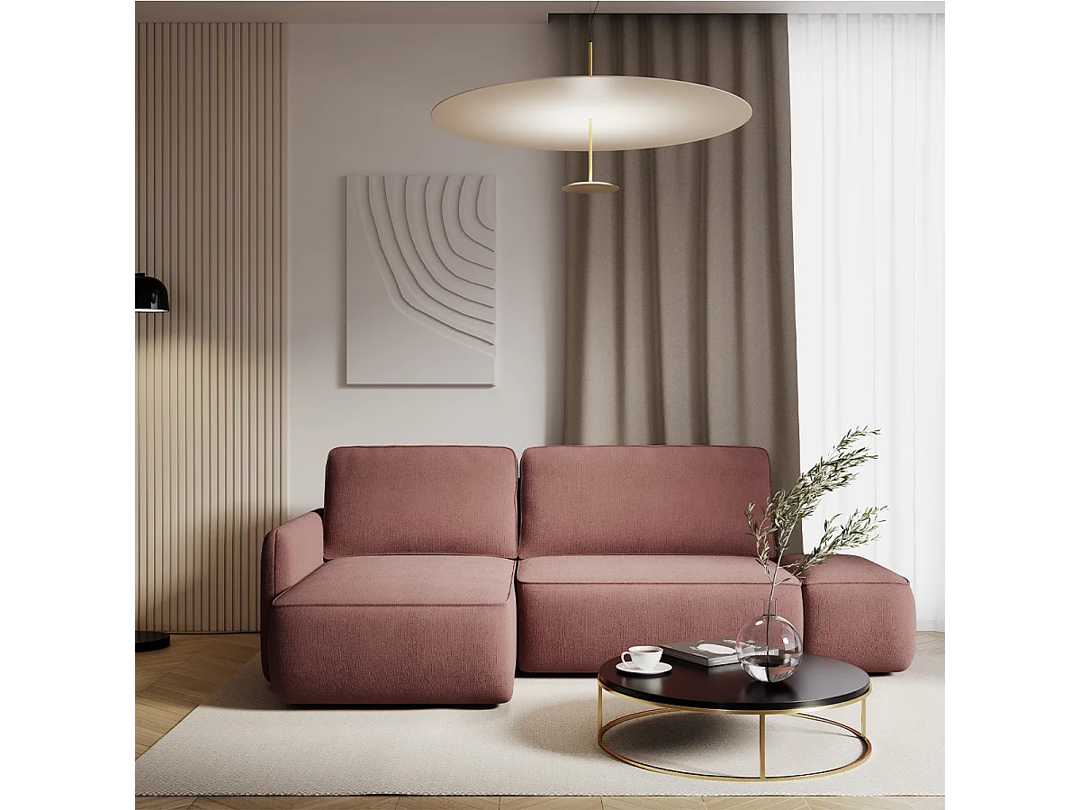 Canapé d'angle réversible et convertible 3 places avec coffre Alessio Rose