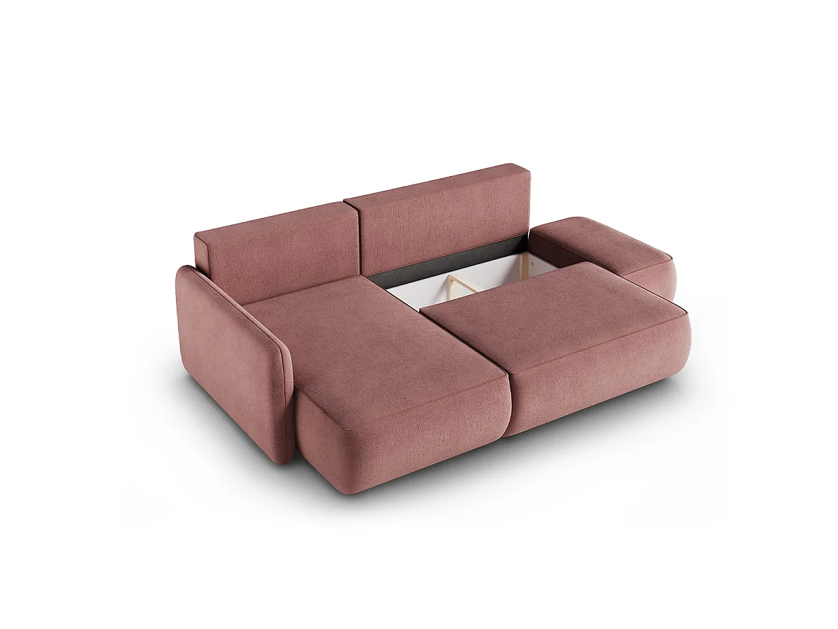 Canapé d'angle réversible et convertible 3 places avec coffre Alessio Rose