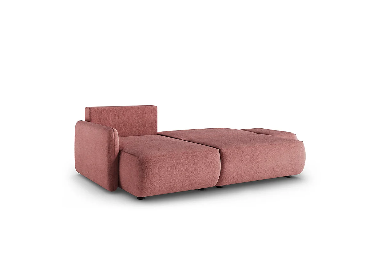 Canapé d'angle convertible 3 places réversible avec coffre en tissu rose ALESSIO