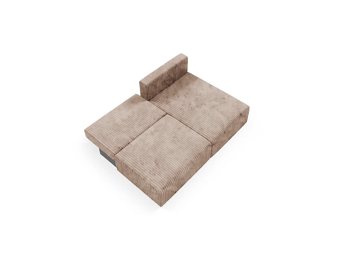 Canapé d'angle réversible et convertible 3 places avec coffre Angela Marron clair