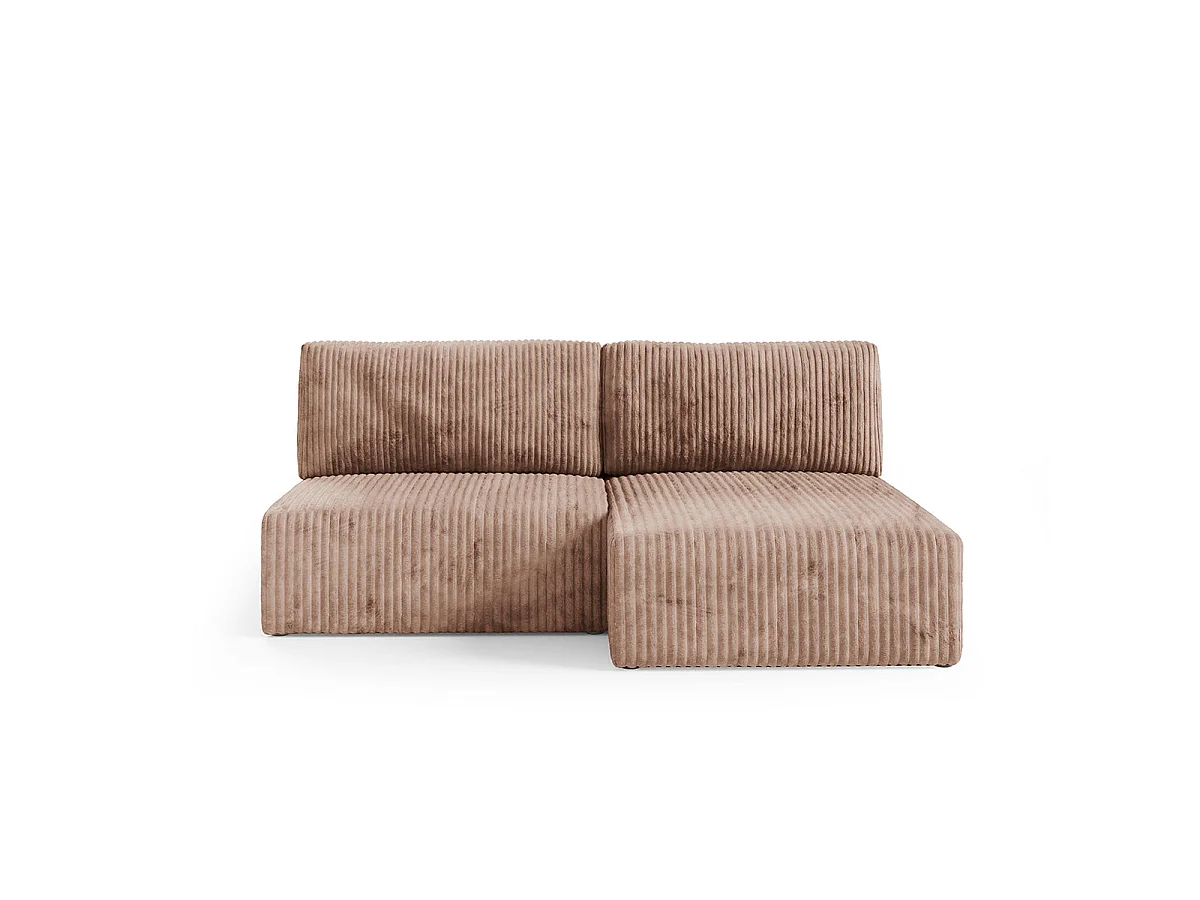 Canapé d'angle convertible 3 places réversible avec coffre en tissu marron ANGEL