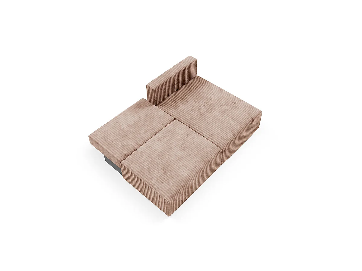Canapé d'angle convertible 3 places réversible avec coffre en tissu marron ANGEL