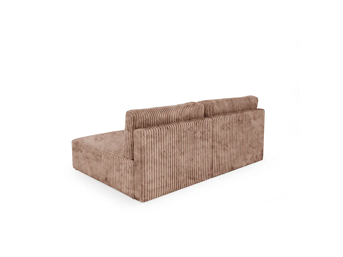 Canapé d'angle convertible 3 places réversible avec coffre en tissu marron ANGEL