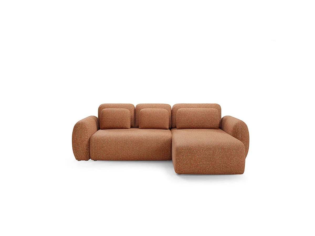 Canapé d'angle convertible 3 places réversible avec coffre en tissu orange CARMELA