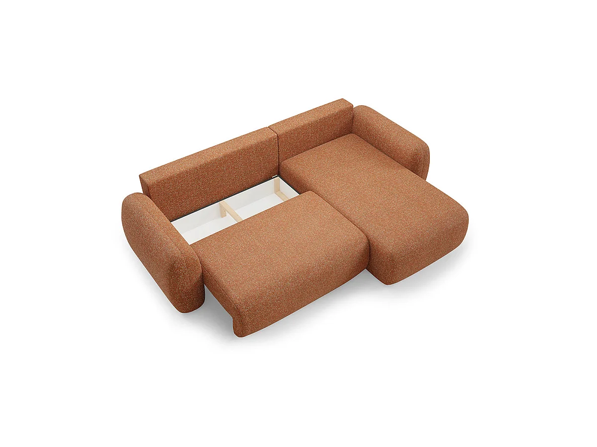 Canapé d'angle convertible 3 places réversible avec coffre en tissu orange CARMELA