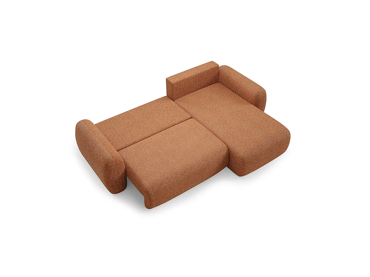 Canapé d'angle convertible 3 places réversible avec coffre en tissu orange CARMELA