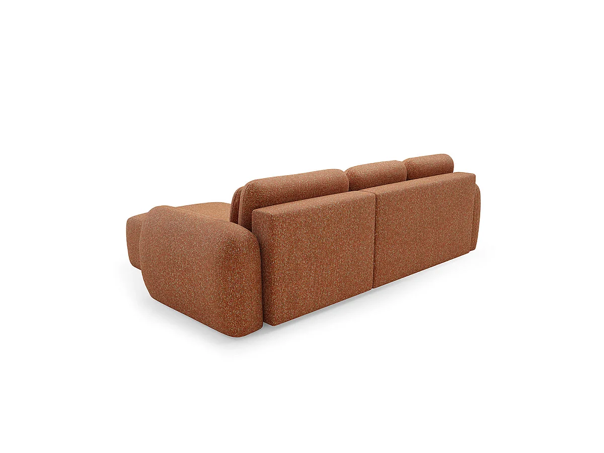 Canapé d'angle convertible 3 places réversible avec coffre en tissu orange CARMELA