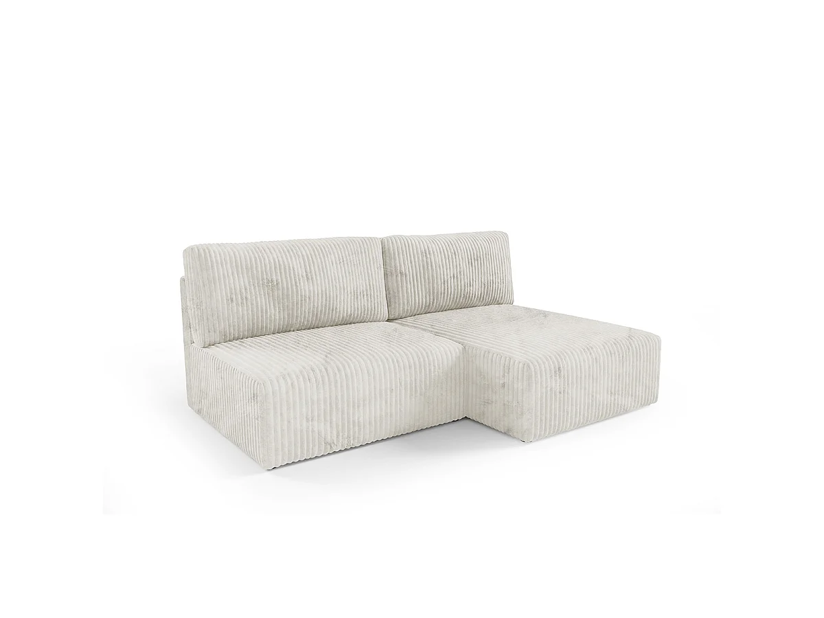 Canapé d'angle réversible et convertible 3 places avec coffre Angela Blanc cassé