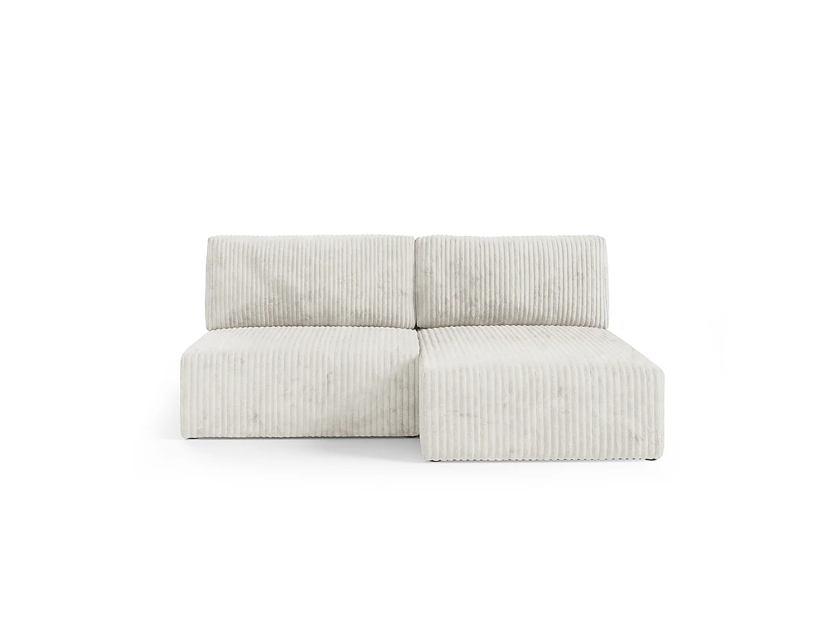 Canapé d'angle réversible et convertible 3 places avec coffre Angela Blanc cassé