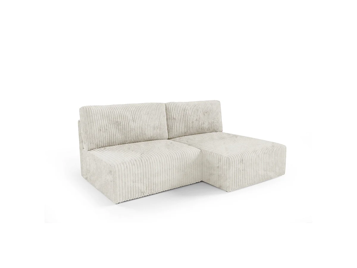 Canapé d'angle convertible 3 places réversible avec coffre en tissu blanc ANGEL