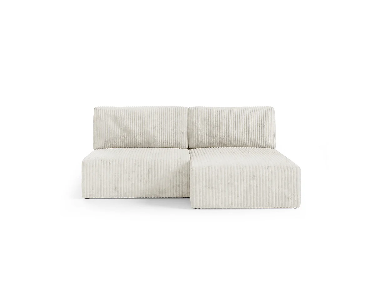 Canapé d'angle convertible 3 places réversible avec coffre en tissu blanc ANGEL