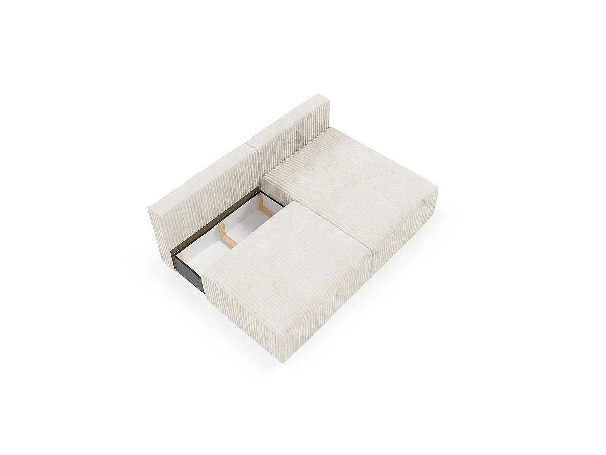 Canapé d'angle convertible 3 places réversible avec coffre en tissu blanc ANGEL