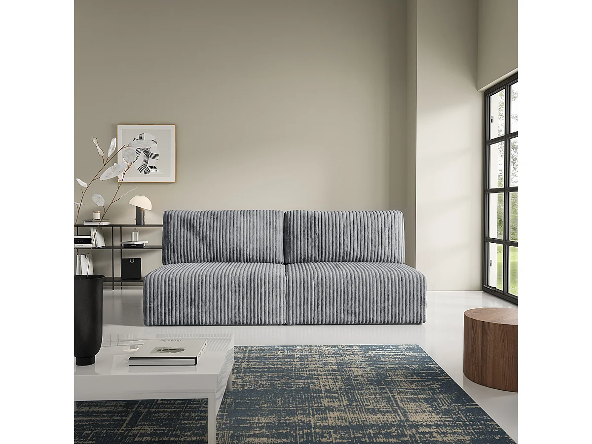 Canapé convertible 3 places avec coffre Angela Gris foncé