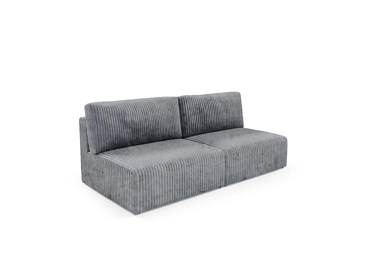 Canapé convertible 3 places avec coffre en tissu gris foncé ANGELA