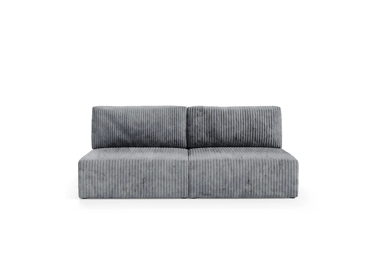 Canapé convertible 3 places avec coffre en tissu gris foncé ANGELA