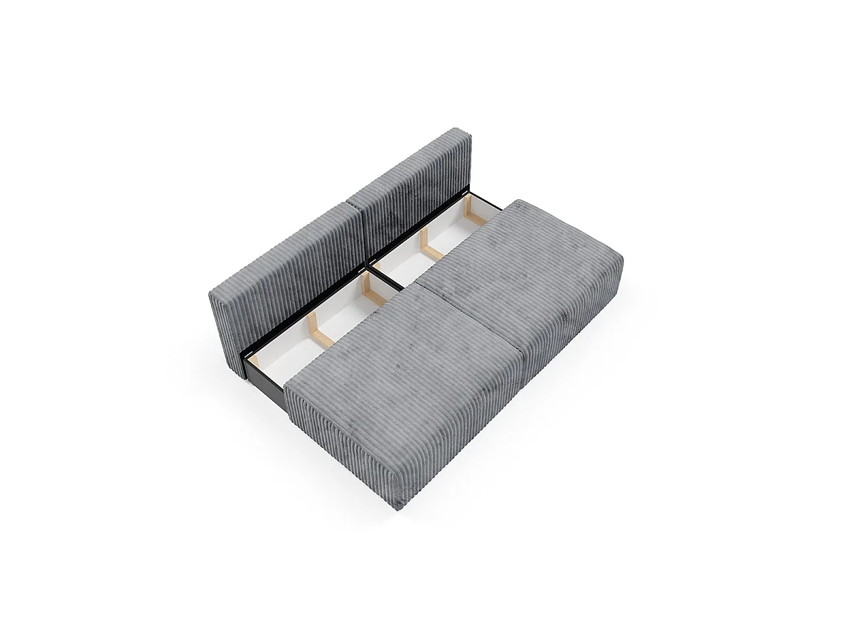 Canapé convertible 3 places avec coffre en tissu gris foncé ANGELA