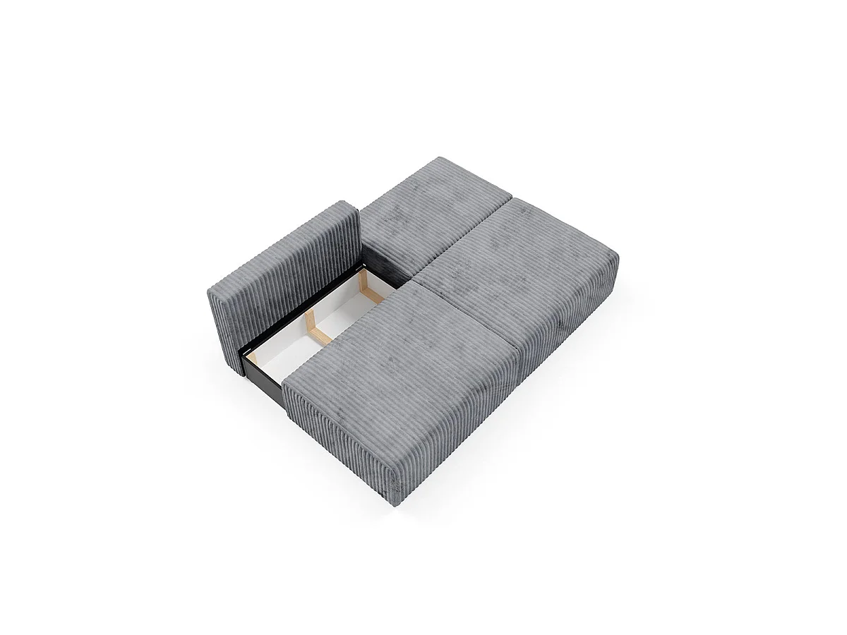 Canapé convertible 3 places avec coffre en tissu gris foncé ANGELA