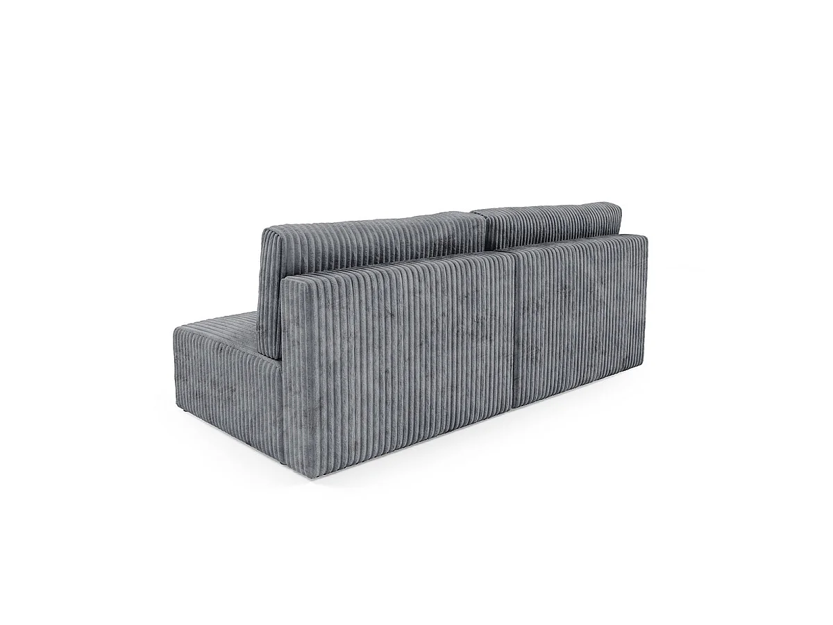 Canapé convertible 3 places avec coffre en tissu gris foncé ANGELA