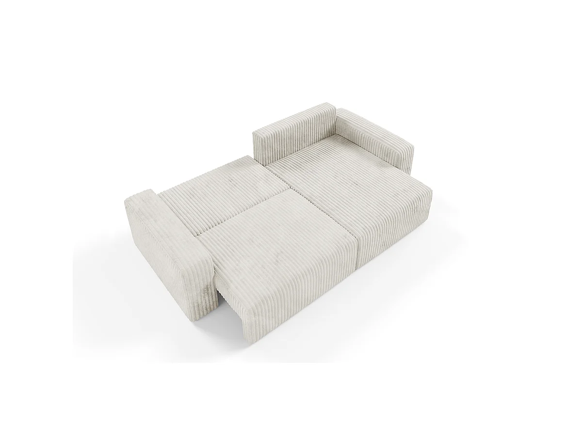 Canapé d'angle réversible et convertible 3 places avec coffre et accoudoirs Angela Blanc cassé