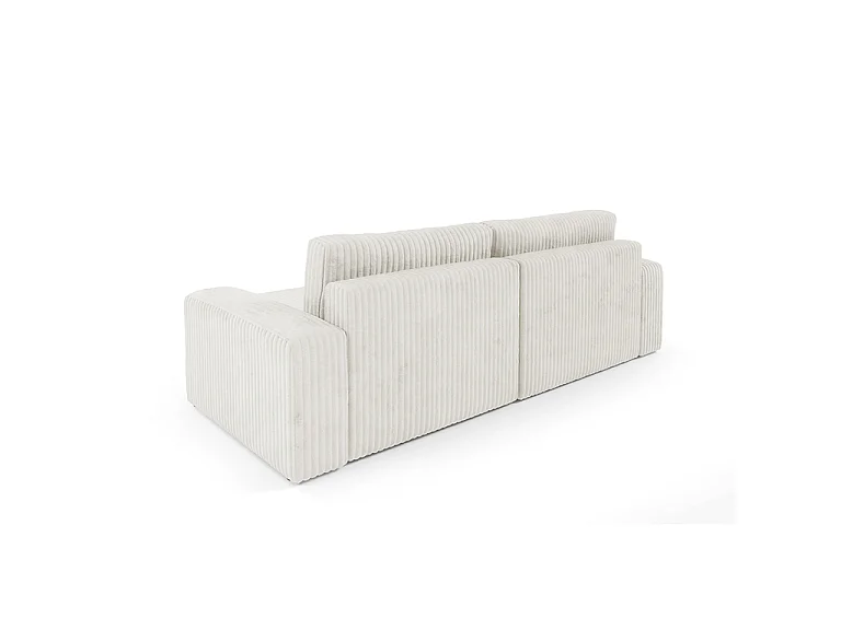 Canapé d'angle réversible et convertible 3 places avec coffre et accoudoirs Angela Blanc cassé