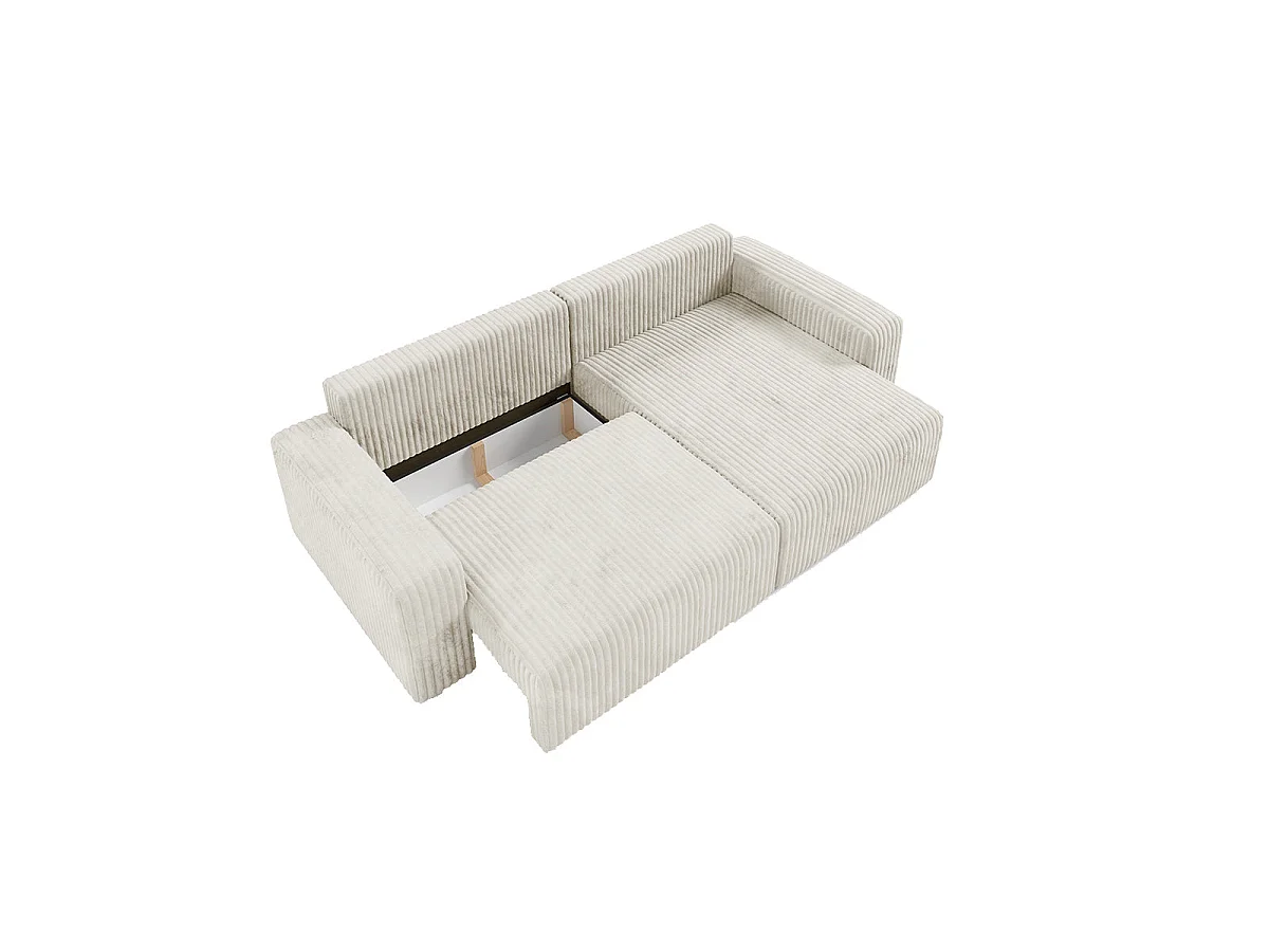 Canapé d'angle convertible 3 places réversible avec coffre en tissu blanc ANGELA