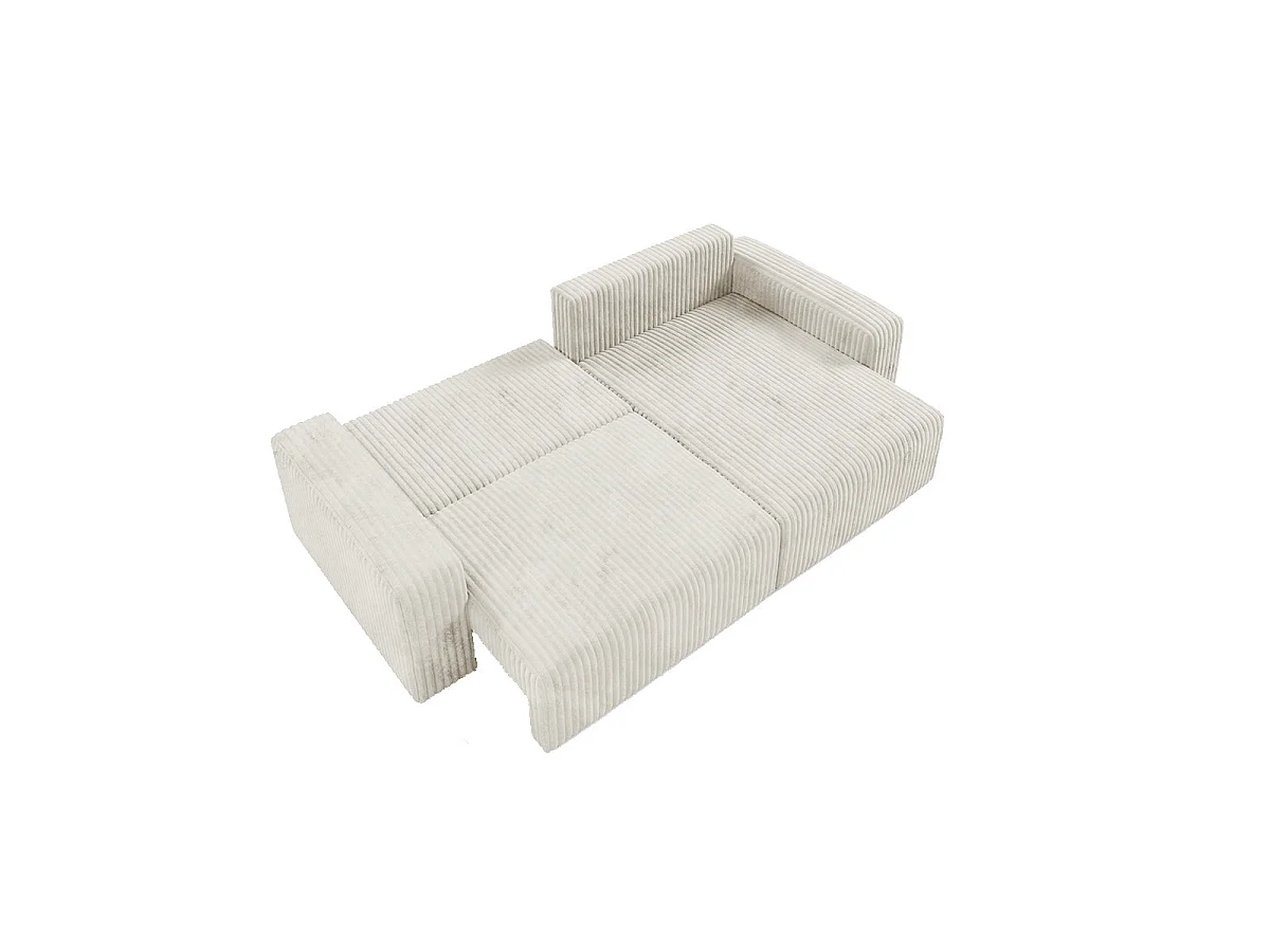Canapé d'angle convertible 3 places réversible avec coffre en tissu blanc ANGELA