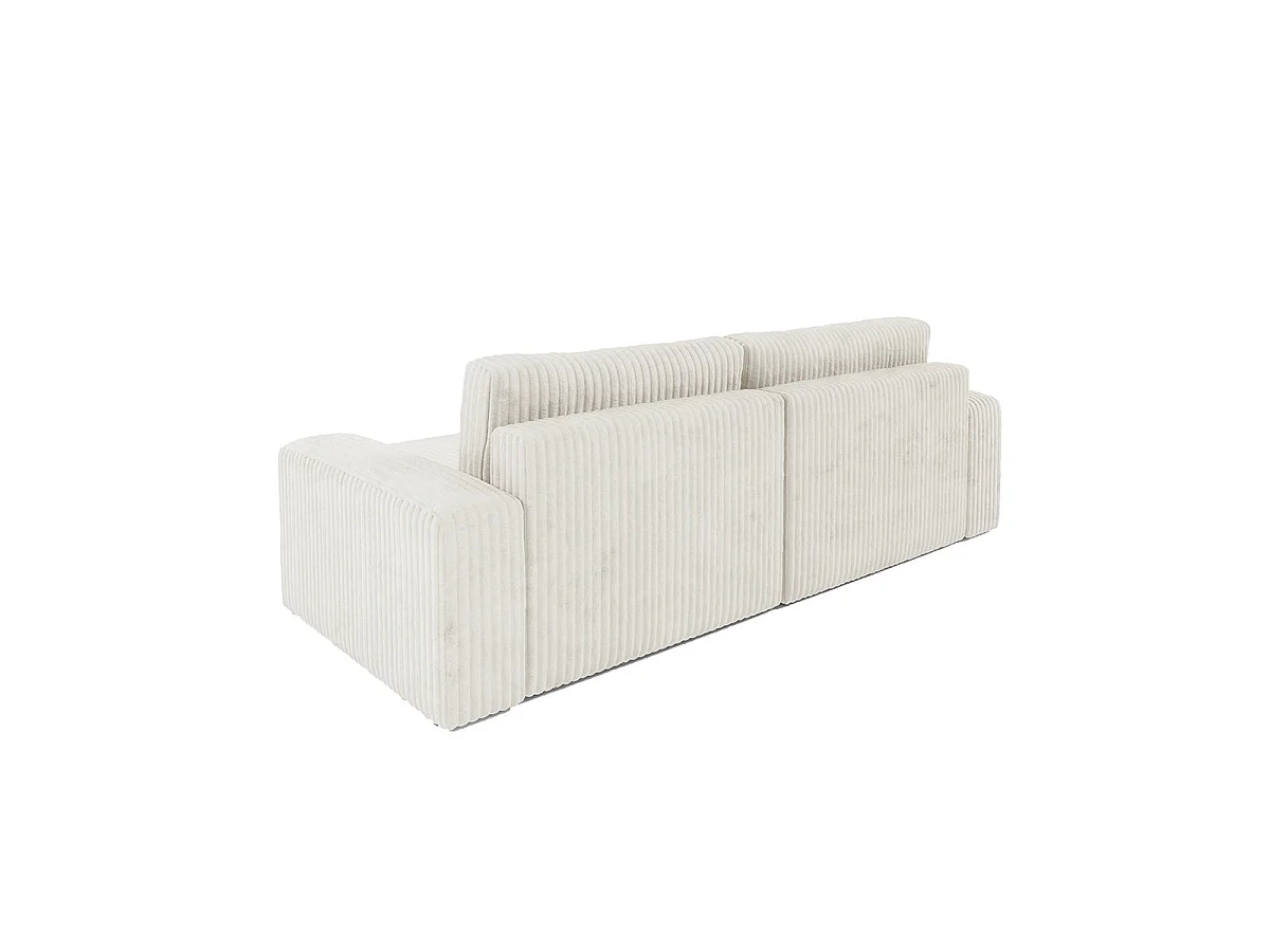 Canapé d'angle convertible 3 places réversible avec coffre en tissu blanc ANGELA