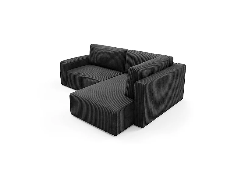 Canapé d'angle réversible et convertible 4 places avec coffre et accoudoirs Angela Noir