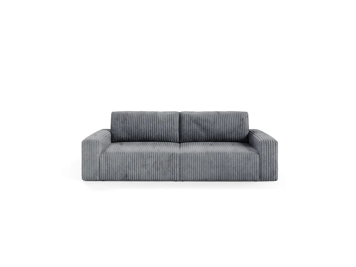 Canapé convertible 3 places avec coffre en tissu gris foncé ANGELA