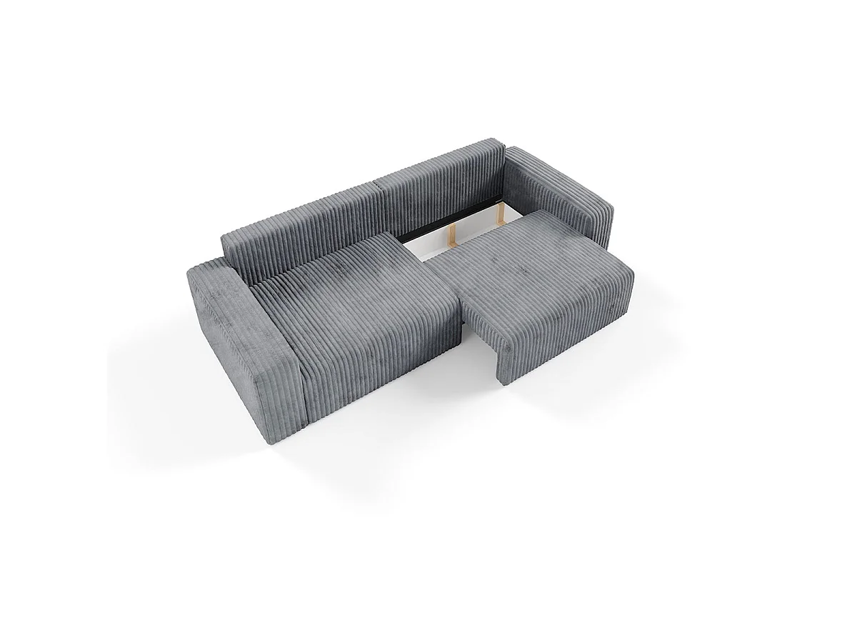 Canapé convertible 3 places avec coffre en tissu gris foncé ANGELA