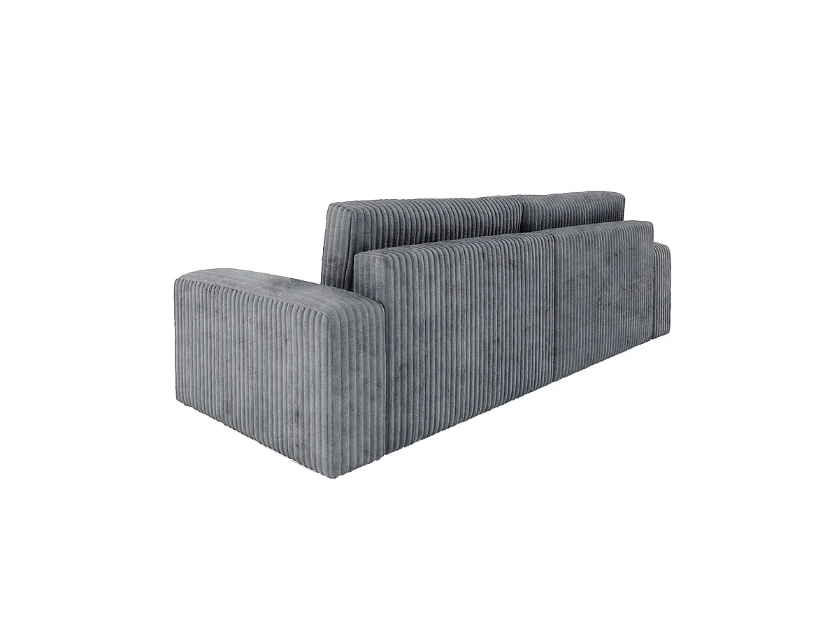 Canapé convertible 3 places avec coffre en tissu gris foncé ANGELA