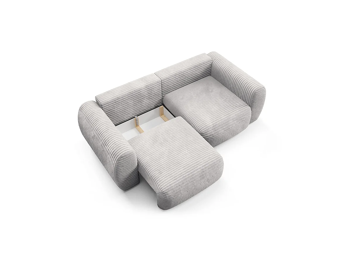 Canapé convertible 3 places avec coffre Camilla Gris clair