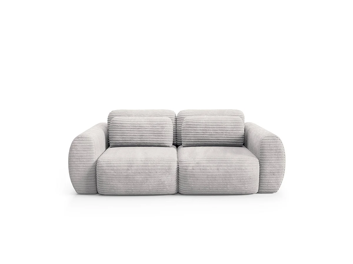 Canapé convertible 3 places avec coffre en tissu gris clair CAMILLA