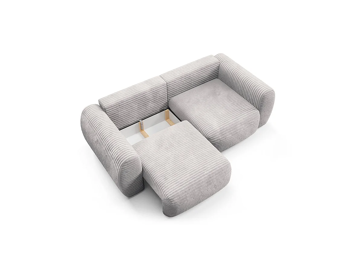Canapé convertible 3 places avec coffre en tissu gris clair CAMILLA