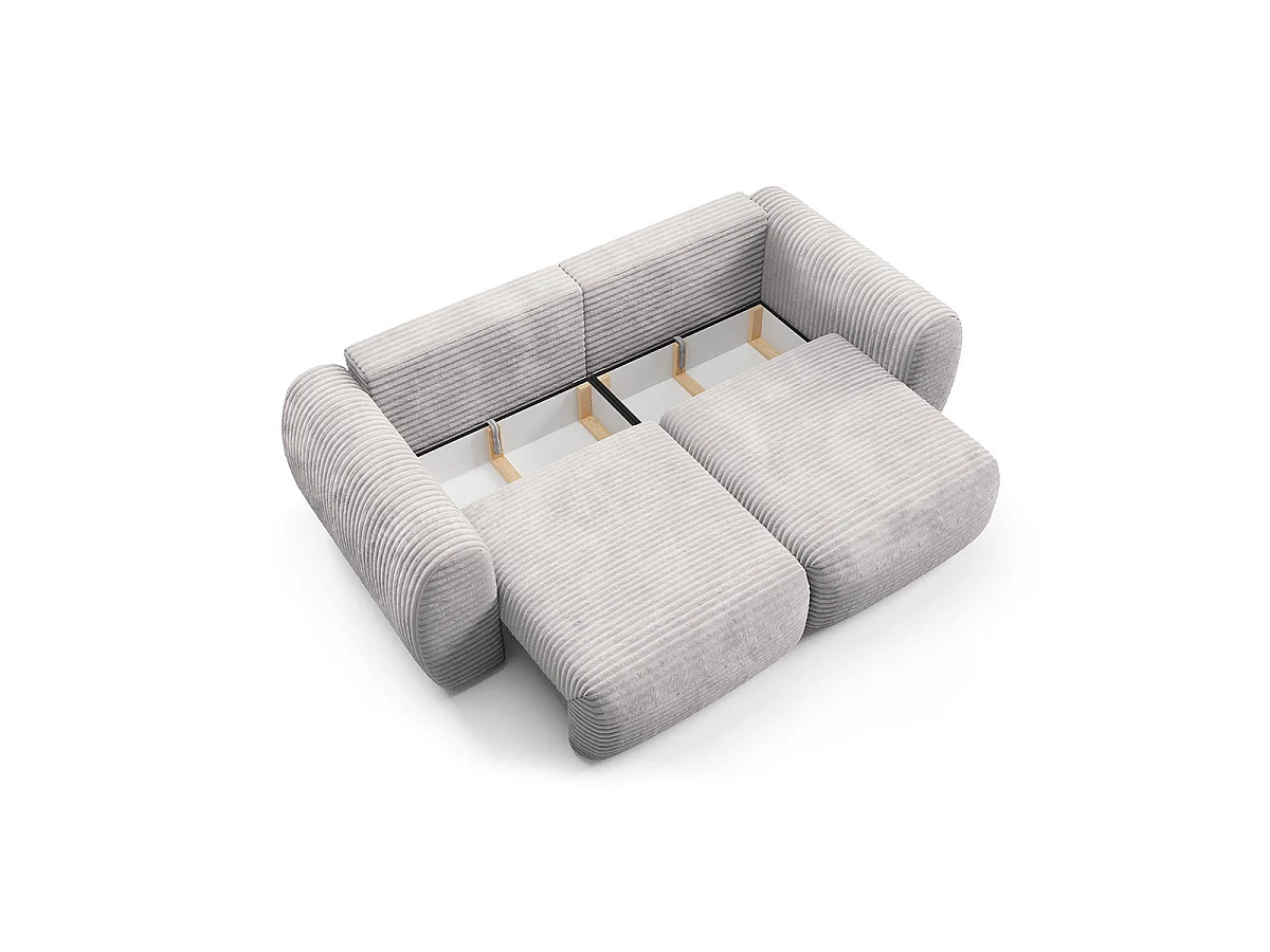 Canapé convertible 3 places avec coffre en tissu gris clair CAMILLA