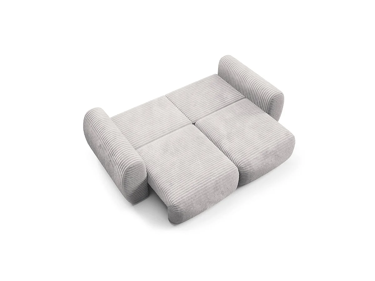 Canapé convertible 3 places avec coffre en tissu gris clair CAMILLA