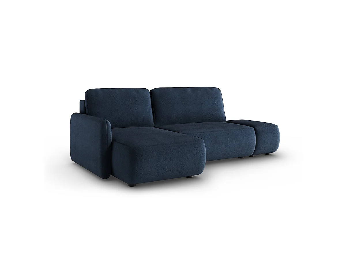 Canapé d'angle réversible et convertible 3 places avec coffre Alessio Bleu foncé